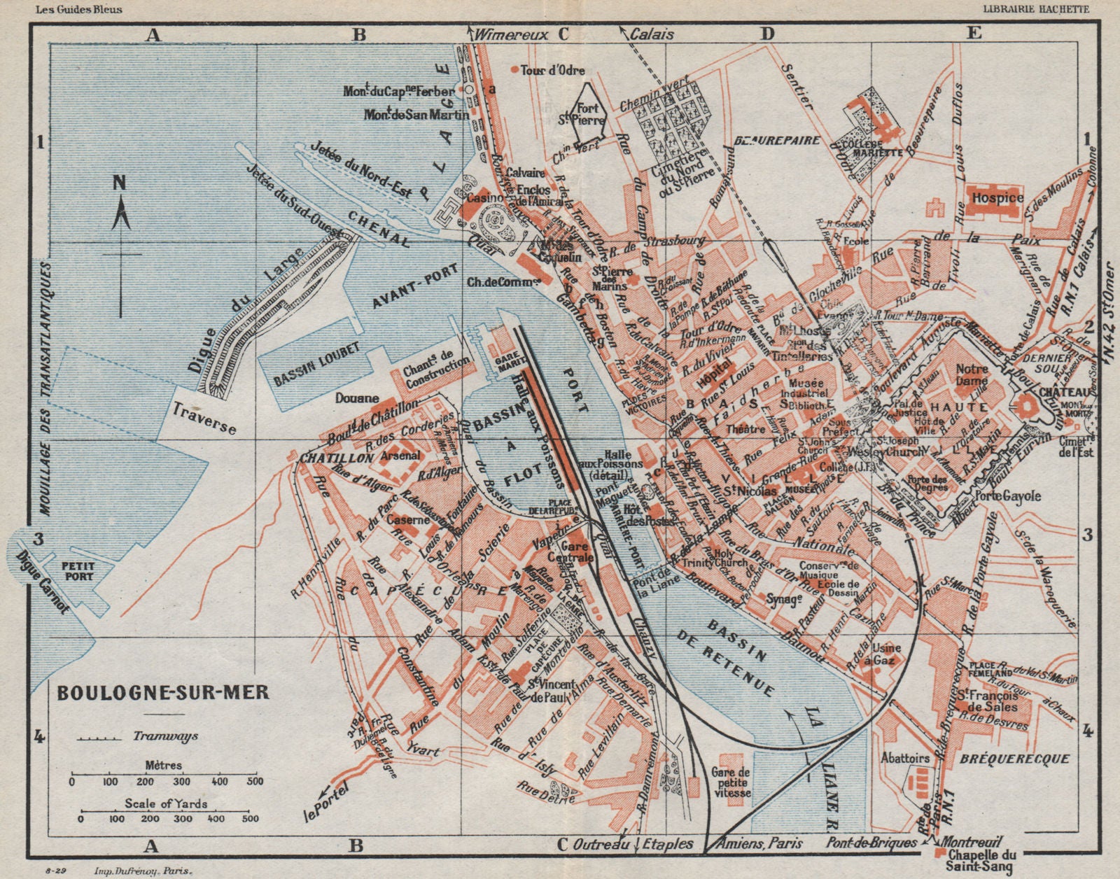 BOULOGNE-SUR-MER. Vintage town city map plan. Pas-de-Calais 1930 old